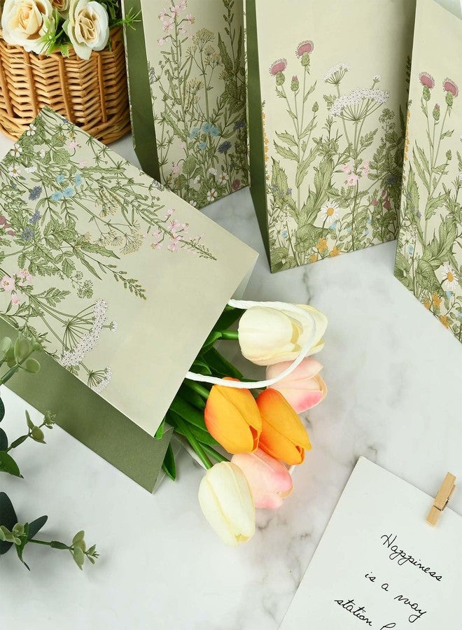 Bolsome 24Pcs Vintage Wildflower Paper Gift Bags Retro Floral Party Favor Bags with Handles Herb Goodie Candy Treat Bags for Wedding Birthday Baby Shower Party Supplies - Image 3